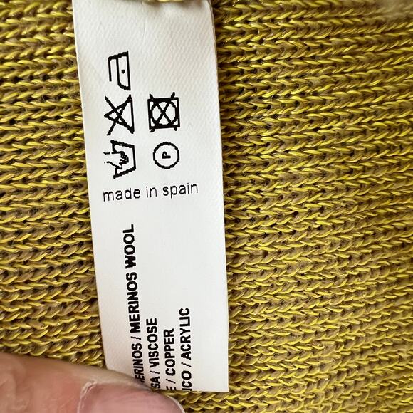 ESTEVE Wool Blend Yellow Sweater Long Sleeves Ruffle Neck Pullover Size 42 US 10 - Picture 10 of 10